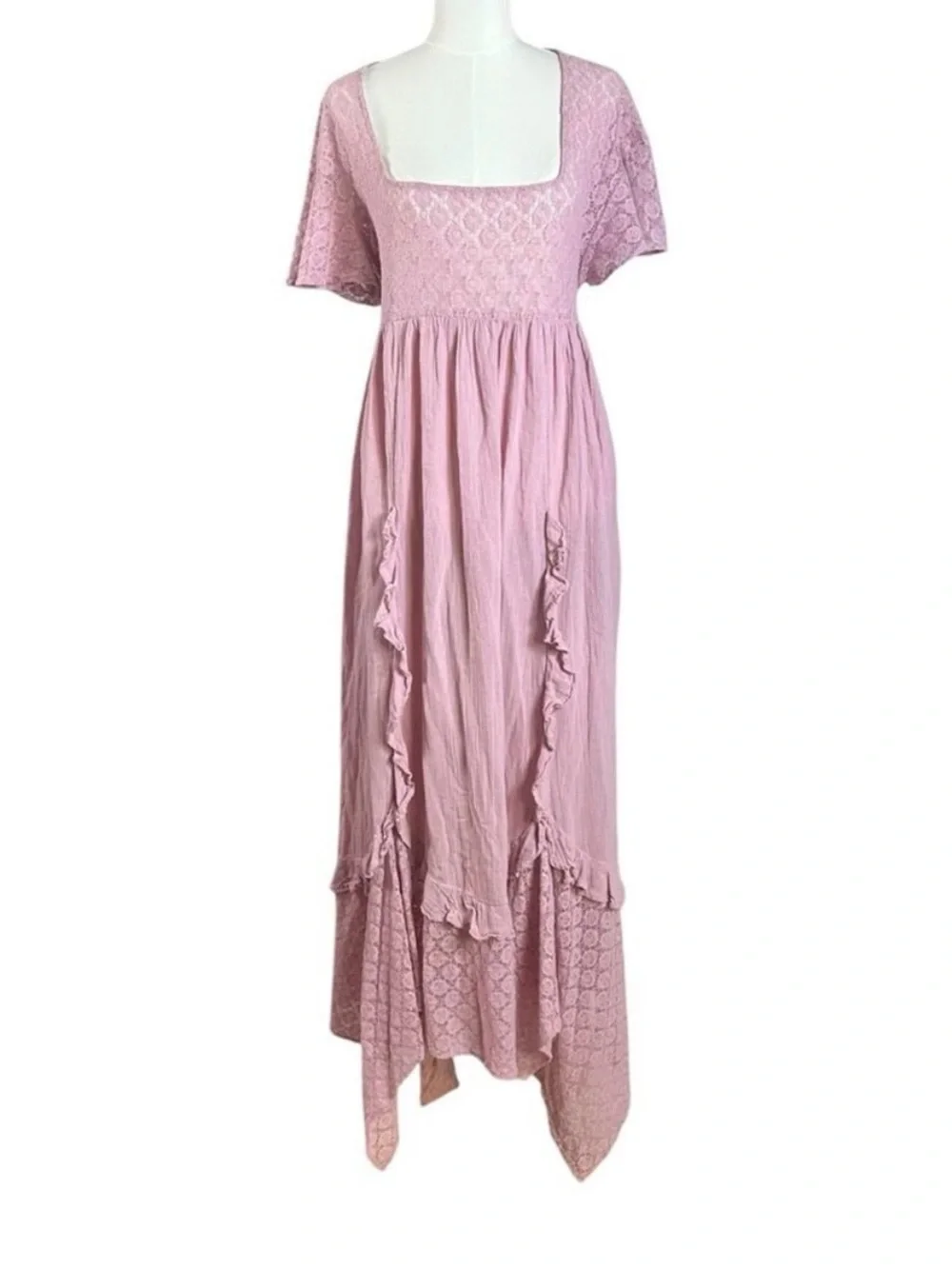 Free People Ethereal Bohemian Bring The Romance Midi Maxi Dress Pink Medium